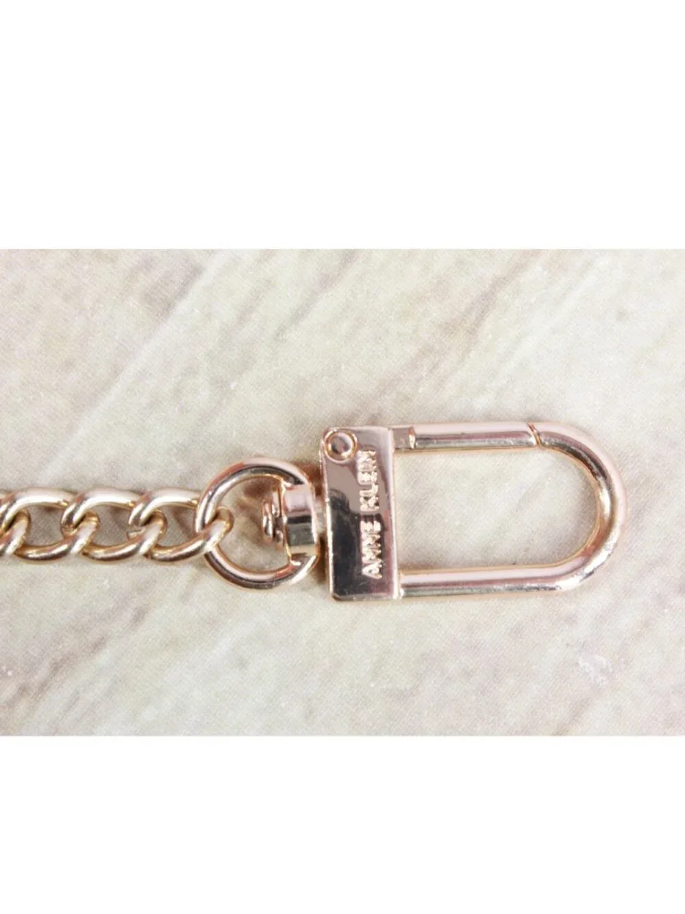 Anne Klein Brown Pebbled Vegan Leather Mini Envelope Card Case with Gold Chain